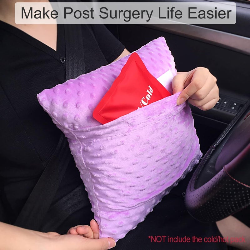 HapiPoppy Heart Surgery Pillow with Pocket for After Open Heart Surgery Recovery Pillows Bypass Cardiac Coughing Comfort Patients Gifts, Minky Dot Lavender - Image 2